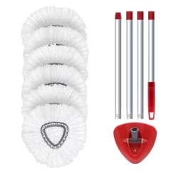 JANSNO 360° Easy Wringing Spin Mop With 6 Microfiber Replacement Heads, 1 Base And 1 Handle -Cleaning Supply Store GUEST b6b064cf 9c87 4946 901b 6de358c1d161