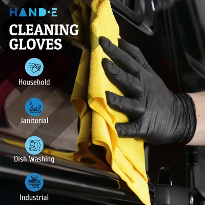 Hand-E Black Nitrile Gloves, Perfect For Cleaning & Cooking - 50 Pack 5 Hand-E Black Nitrile Gloves, Perfect For Cleaning & Cooking - 50 Pack - Image 3