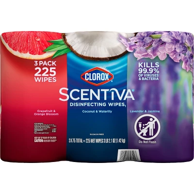 Clorox Scentiva Disinfecting Wipes - 75ct/3pk 3 Clorox Scentiva Disinfecting Wipes - 75ct/3pk