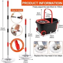 Spin Mop And Bucket With Wringer Set, 2X Round Wheels For Home Cleaning System -Cleaning Supply Store GUEST bc039a86 fb89 433c bfec 41ab2d999cc4