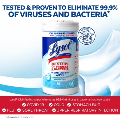 Lysol Crisp Linen Disinfecting Wipes - 80ct 9 Lysol Crisp Linen Disinfecting Wipes - 80ct - Image 7
