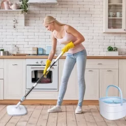 Racxily Spin Mop And Bucket With Wringer Set Flat Floor Mop With Clean And Dirty Water Separate System 2 Replaceable Reusable Washable