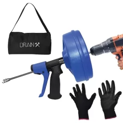 DrainX® SPINFEED Drum Auger Drain Snake, Auto Extend And Retract, With Work Gloves And Carrying Bag (50 Ft.) -Cleaning Supply Store GUEST c8ad9ea4 920f 4095 9580 98ddd582d5b6