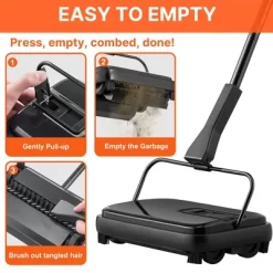 JANSNO Large Capacity Manual Carpet Sweeper - Non-Electric, With Comb, Cleans Dust/Pet Hair -Cleaning Supply Store GUEST c90dee06 3c42 4058 9232 8086c2ded93d