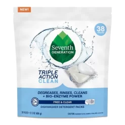 Seventh Generation Triple Action Clean Dishwasher Detergent Packets - 38ct
