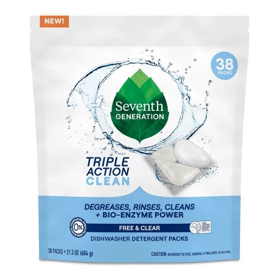 Seventh Generation Triple Action Clean Dishwasher Detergent Packets - 38ct 3 Seventh Generation Triple Action Clean Dishwasher Detergent Packets - 38ct