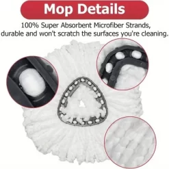 JANSNO 360° Easy Wringing Spin Mop With 6 Microfiber Replacement Heads, 1 Base And 1 Handle -Cleaning Supply Store GUEST cb59d54d ff3f 4315 b26b c7e7f9b2046d