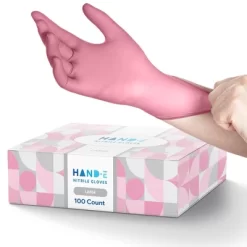 Hand-E Pink Nitrile Gloves, Perfect For Cleaning & Cooking - 100 Pack -Cleaning Supply Store GUEST cba23ead ccfe 4dc7 8f9d 9cf7f105d80e