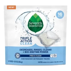 Seventh Generation Triple Action Clean Dishwasher Detergent Packets - 16ct