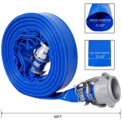 NAYSAYE Cleaning Tool Pool Backwash Hose 1.5 Inch 50FT Reinforced PVC Discharge Hose For Filter Pump, Blue, 13.2"*11.20"*3.30"