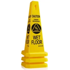 Dryser 3-Pack 26" Caution Wet Floor Safety Cones - Yellow English/Spanish Warnings