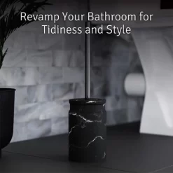 Creative Scents Toilet Brush And Holder Set (Marble Look)
