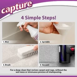 Capture Carpet Cleaner Kit, Carpet Cleaner Solution, With Dry Powder, Pre-Mist & Brush, Fresh Scent - 250 Sq. Ft. Coverage