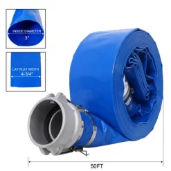 NAYSAYE Pool Cleaning Supply PVC Lay Flat Discharge Hose With Fittings For Outdoor Water Transfer , Blue, 15.2"*12.80"*5.90"