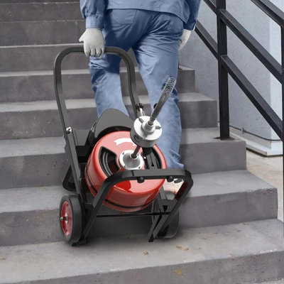 Drain Cleaning Machine 75Ft 1/2 Inch Cable, Sewer Snake Machine Auto Feed, Drain Auger With 4 Cutters & Air-activated Foot Switch For 2" To 4" Pipes 8 Drain Cleaning Machine 75Ft 1/2 Inch Cable, Sewer Snake Machine Auto Feed, Drain Auger With 4 Cutters & Air-activated Foot Switch For 2" To 4" Pipes - Image 6