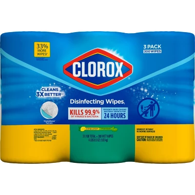 Clorox Lemon Disinfecting Wipes - 100ct/3pk 3 Clorox Lemon Disinfecting Wipes - 100ct/3pk
