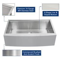 Farmhouse Kitchen Sink 33x22 Inch, Apron Front 304 Stainless Steel Drop-In Sinks, 16 Gauge Single Bowl Sink -Cleaning Supply Store GUEST ee08fad7 e316 4bd5 bded 214802c03af7
