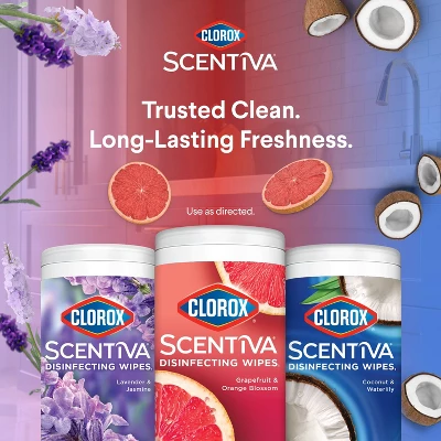 Clorox Scentiva Disinfecting Wipes - 75ct/3pk 4 Clorox Scentiva Disinfecting Wipes - 75ct/3pk - Image 2