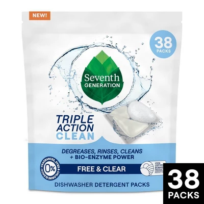 Seventh Generation Triple Action Clean Dishwasher Detergent Packets - 38ct 9 Seventh Generation Triple Action Clean Dishwasher Detergent Packets - 38ct - Image 7