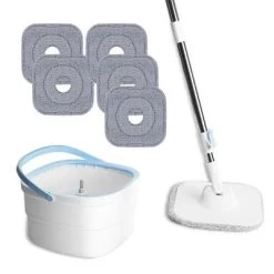 Racxily Spin Mop And Bucket W/ Wringer Set Flat Floor Mop With Clean & Dirty Water Separate System 2 Replaceable Reusable Washable Microfiber Mop Pads -Cleaning Supply Store GUEST f364e595 7fdf 446f 9fe9 595b6d8436c3