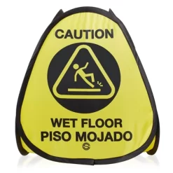 Dryser 3-Pack 16" Pop-up Caution Wet Floor Signs - Yellow 4-Sided English/Spanish Warnings